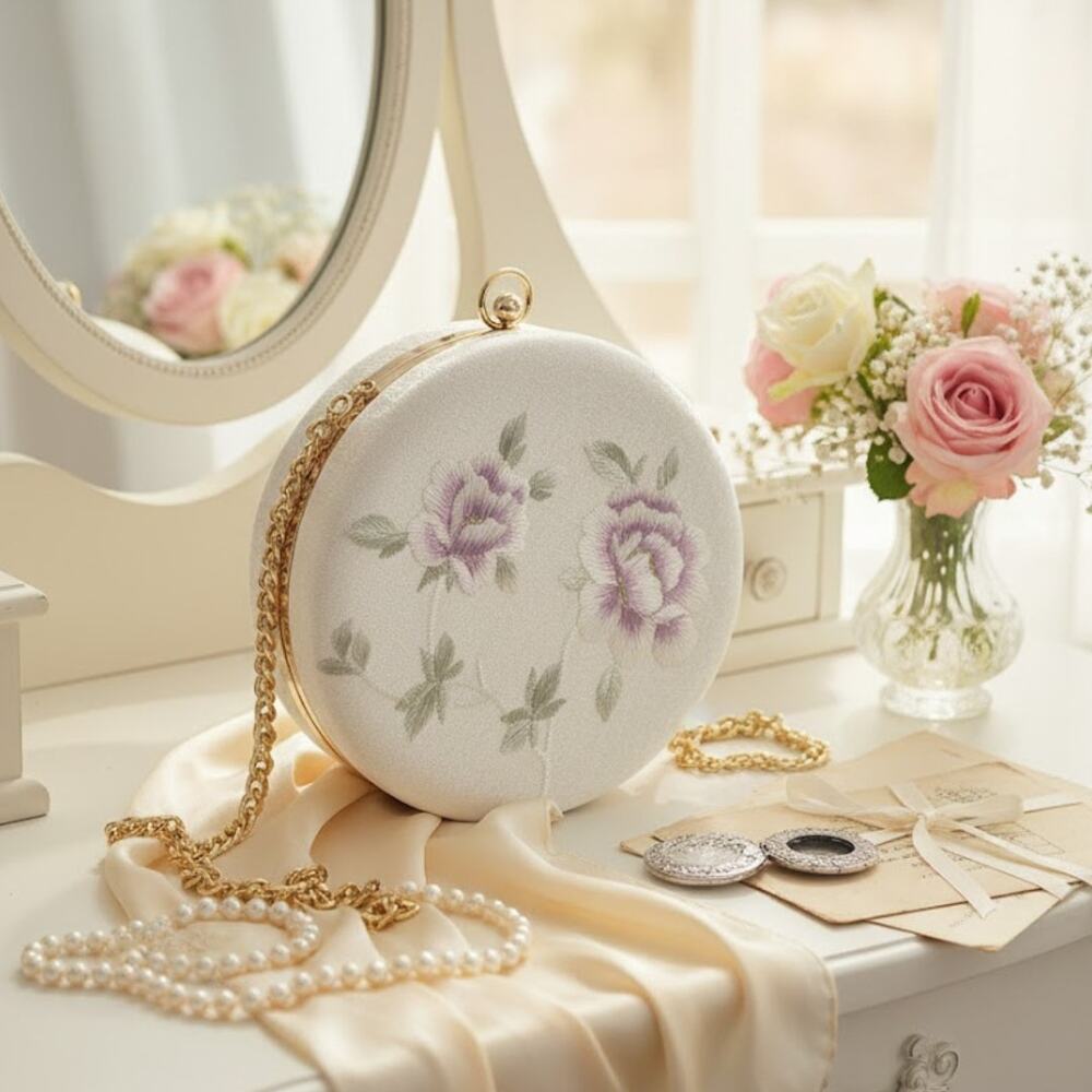 Floral Round Hard Shell Shoulder Bag